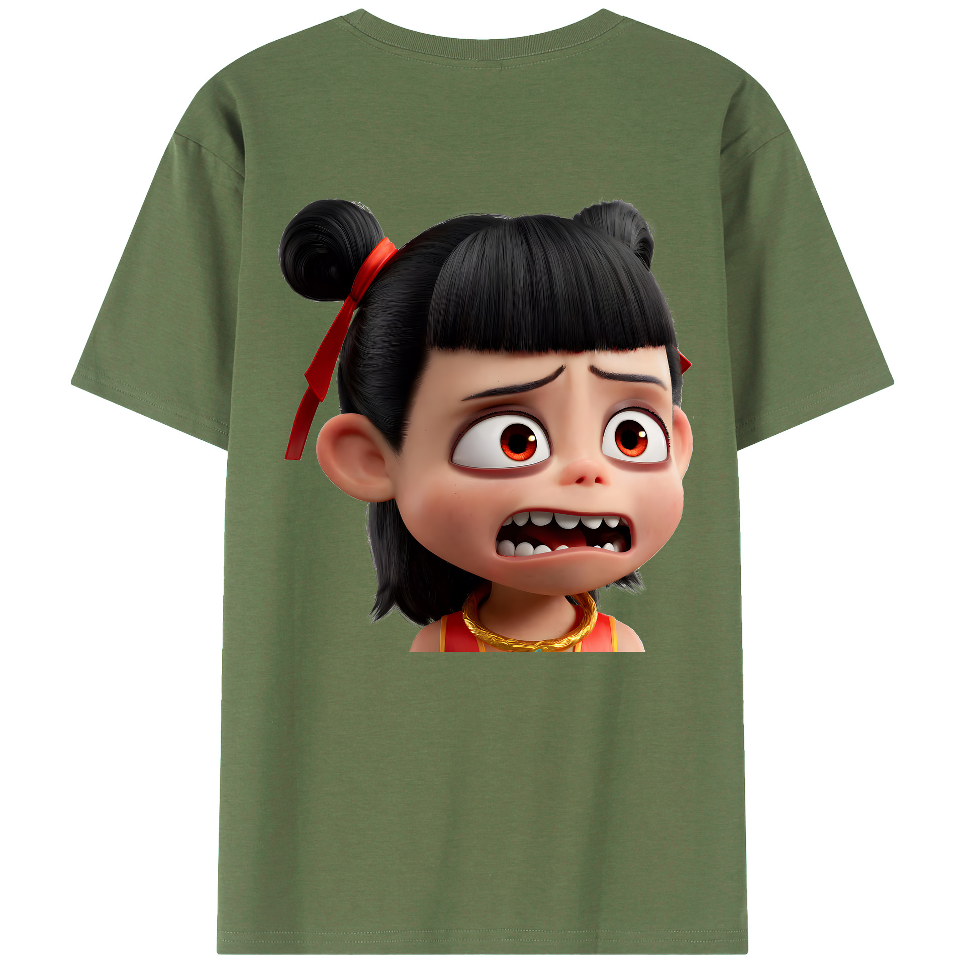 （画像用） Ne Zha 2 ナタ 魔童の大暴れ 綿100％ メンズ半袖Tシャツ（バックプリント） 通気性